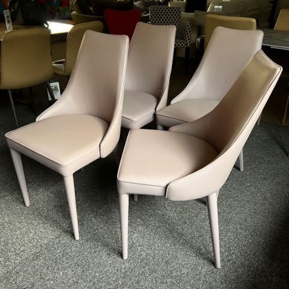 4 x Bontempi Casa Clara wrapped leg dining chairs in nappa leather old rose Ex.Display