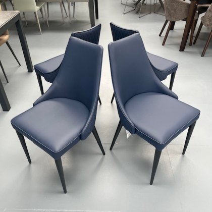 4 x Bontempi Clara dining chairs covered in faux leather cobolt blue