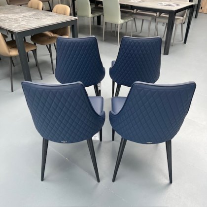 4 x Bontempi Clara dining chairs covered in faux leather cobolt blue