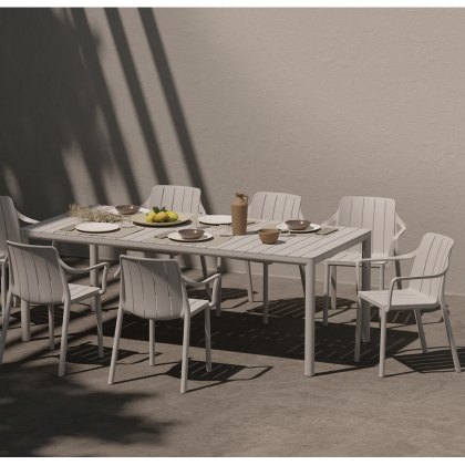 Nardi Tevere outdoor extending dining table set 147-211cm with 6 x Tiberina dining armchairs