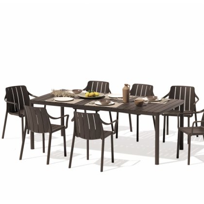 Nardi Tevere outdoor extending dining table set 147-211cm with 6 x Tiberina dining armchairs