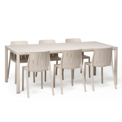 Nardi Tevere outdoor extending dining table set 147-211cm with 6 x Tiberina bistrot dining chairs