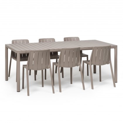 Nardi Tevere outdoor extending dining table set 147-211cm with 6 x Tiberina bistrot dining chairs