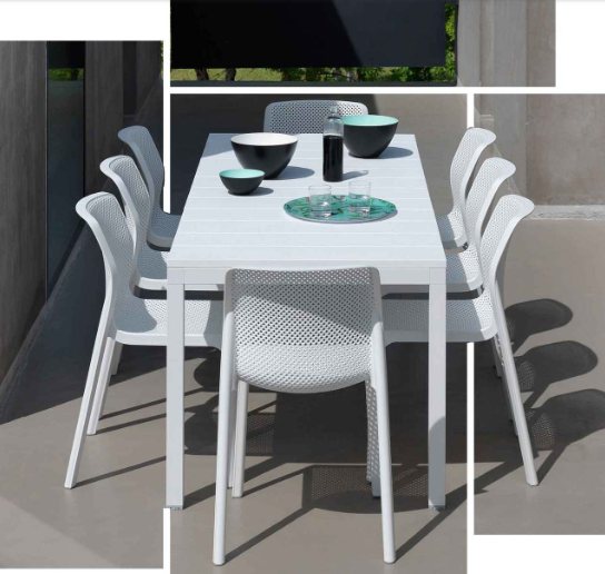 Nardi Rio alu outdoor fixed dining table 210cm white