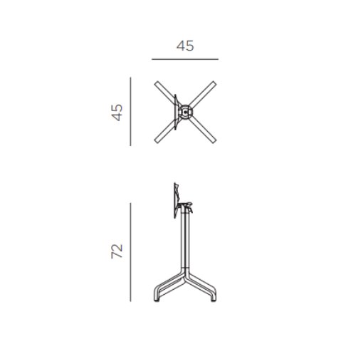 Nardi Frasca outdoor Mini Folding table base dimension