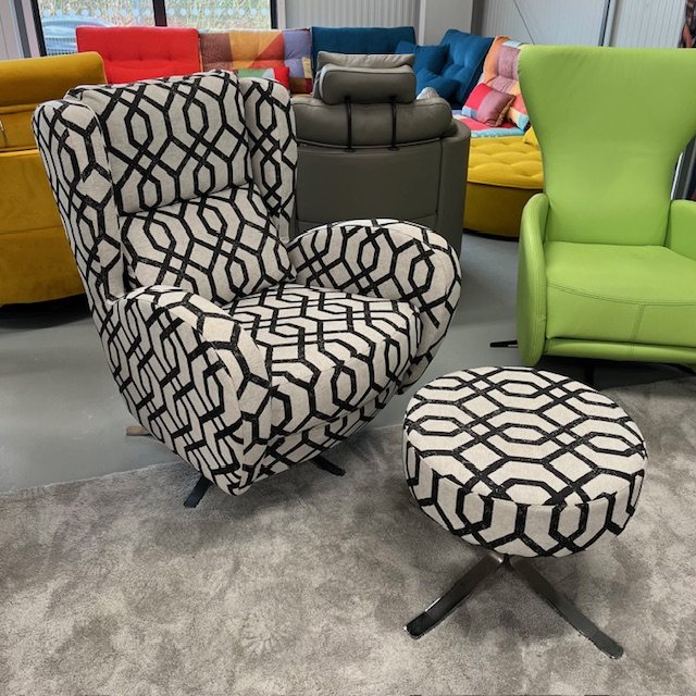 Clearance Fama Romeo swivel chair with footstool