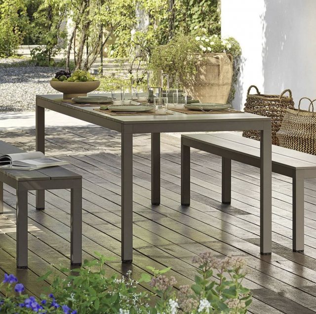 Nardi Rio alu outdoor fixed dining table set with benches